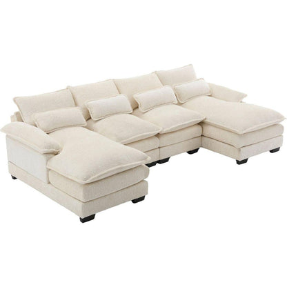 Modern Large chenille Fabric U-Shape Sectional Sofa Streamdale Furniture