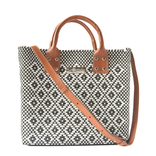 Panda Large Woven Crossbody Bag with Leather