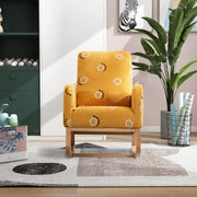 Modern Nursery Rocking Chair Mid Century Accent with Side Pocket Mustard Boucle Upholstered High Back - Fluent Trends