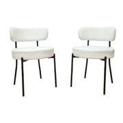 Mid-Century Modern White Dining Chair Curved Backrest Set of 2 ~ Black Metal Legs - Fluent Trends Dining Chairs