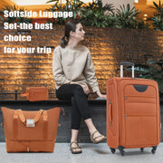 Orange Softside Expandable 3-Piece Luggage Set with Duffel Bag, Spinner Suitcases & TSA Lock - Fluent Trends