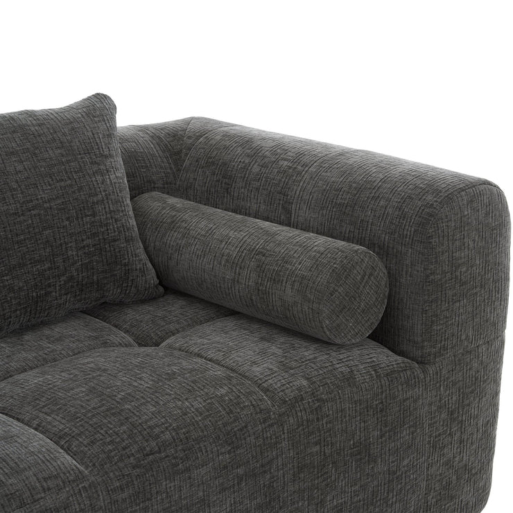 Modern Grey Modular Sectional Sofa with Deep Seating and Side Pockets in Chenille Fabric - Fluent Trends