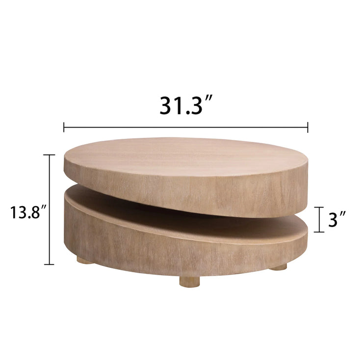 Modern Round Wood Coffee Table - 31.3" Natural Finish Accent Table - Fluent Trends