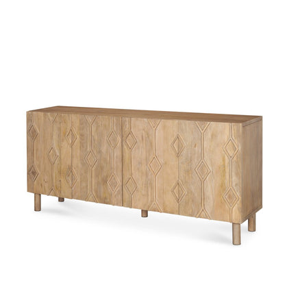 71" Solid Wood Geometric Sideboard Cabinet