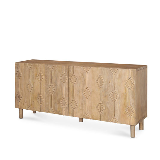 71" Solid Wood Geometric Sideboard Cabinet