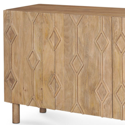 71" Solid Wood Geometric Sideboard Cabinet