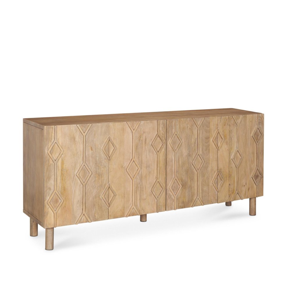 71" Solid Wood Geometric Sideboard Cabinet