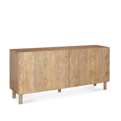 71" Solid Wood Geometric Sideboard Cabinet