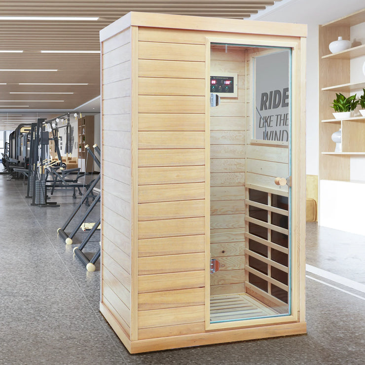 Natural Hemlock Wood | Mini One Person | Right Door Far Infrared Sauna - Fluent Trends