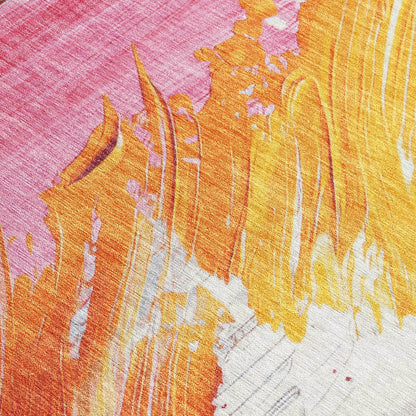 5'x8' Blush Gold Orange Abstract Washable Indoor Outdoor Area Rug - Fluent Trends