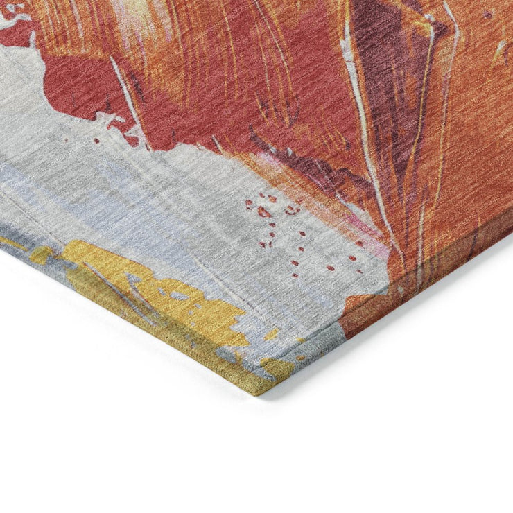 5'x8' Blush Gold Orange Abstract Washable Indoor Outdoor Area Rug - Fluent Trends Indoor Outdoor Rugs