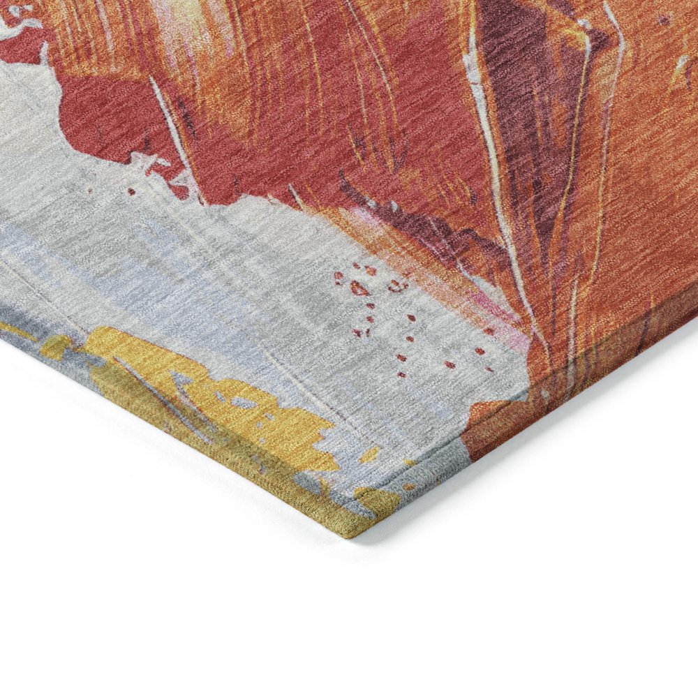 5'x8' Blush Gold Orange Abstract Washable Indoor Outdoor Area Rug