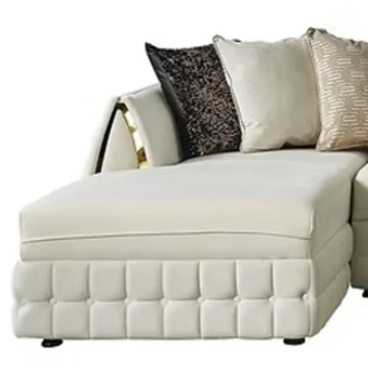 Cream Velvet U Shaped Sofa and Chaise Sectional With Toss Pillows - Fluent Trends