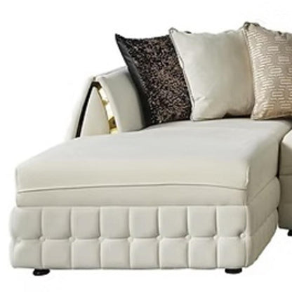 Cream Velvet U Shaped Sofa and Chaise Sectional With Toss Pillows HomeRoots