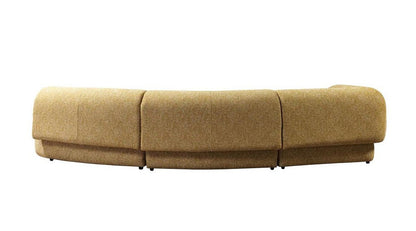 Mustard Boucle Modular Curved Three Piece Sectional With Toss Pillows HomeRoots