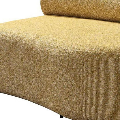 Mustard Boucle Modular Curved Three Piece Sectional With Toss Pillows HomeRoots