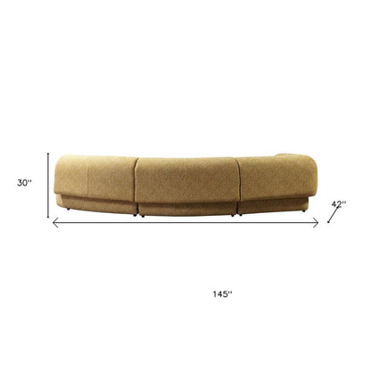 Mustard Boucle Modular Curved Three Piece Sectional With Toss Pillows HomeRoots