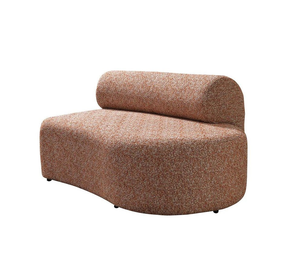 Orange Boucle Modular Curved Three Piece Sectional With Toss Pillows HomeRoots
