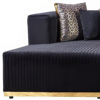 Black Velvet Modular U Shaped Four Piece Sofa and Chaise Sectional With Toss Pillows HomeRoots