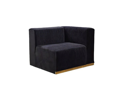 Black Velvet Modular U Shaped Four Piece Sofa and Chaise Sectional With Toss Pillows HomeRoots