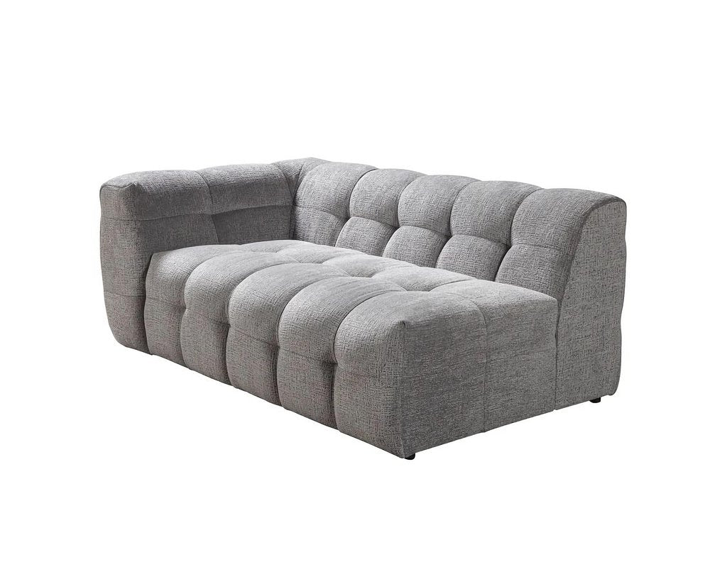 Light Gray Boucle L Shaped Two Piece Sofa and Chaise Sectional With Toss Pillows HomeRoots