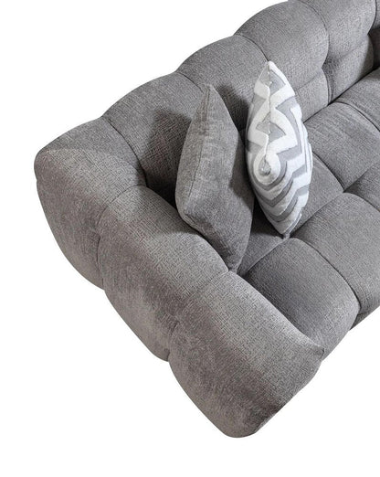 Light Gray Boucle L Shaped Two Piece Sofa and Chaise Sectional With Toss Pillows HomeRoots
