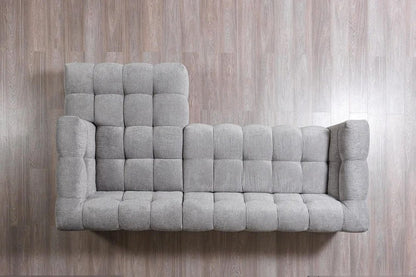 Light Gray Boucle L Shaped Two Piece Sofa and Chaise Sectional With Toss Pillows HomeRoots