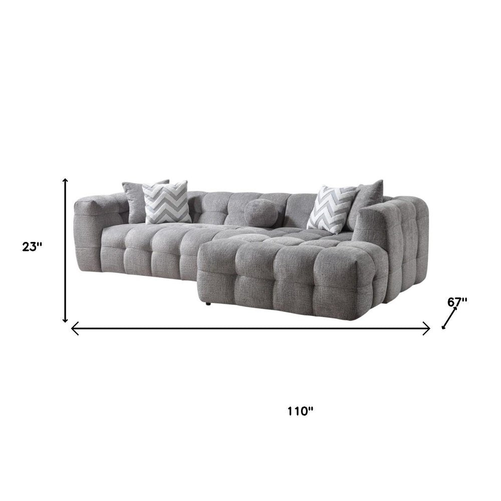 Light Gray Boucle L Shaped Two Piece Sofa and Chaise Sectional With Toss Pillows HomeRoots