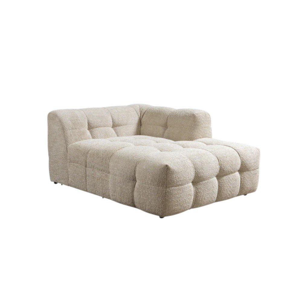 Modern Minimalist Ivory Boucle Sectional Sofa