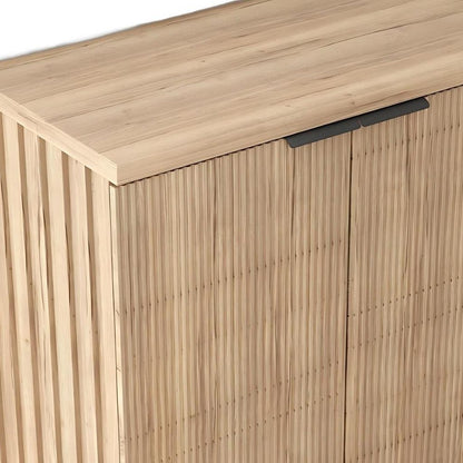 35" Oak Wood Textured Door Accent Cabinet With Two Doors HomeRoots