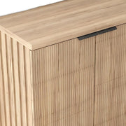 35" Oak Wood Textured Door Accent Cabinet With Two Doors - Fluent Trends Cabinets