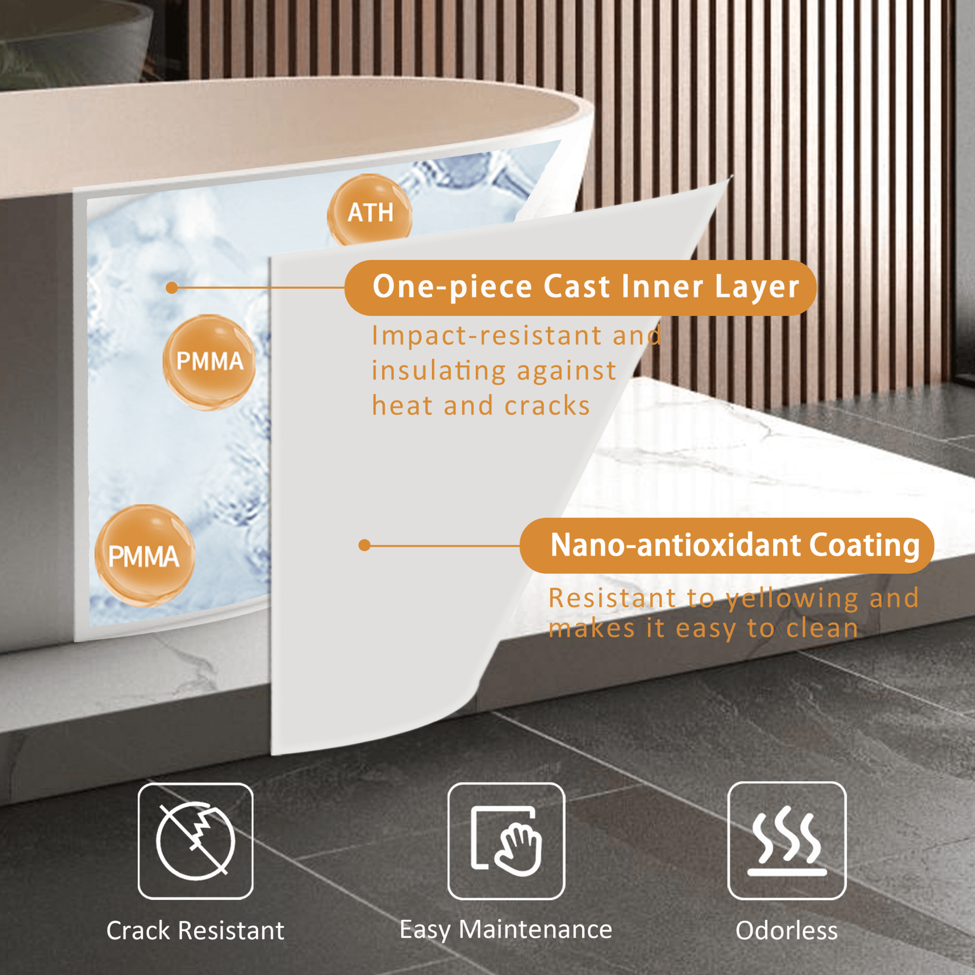 65" Luxury Freestanding Soaking Bathtub With Overflow And Pop-Up Drain (SAK69451) SAKSBY.com