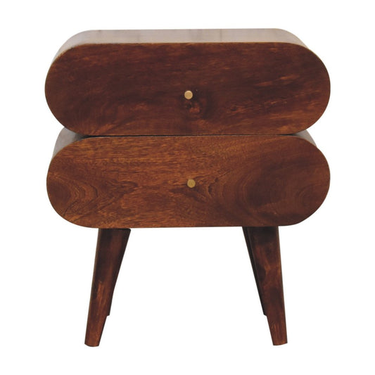 Chestnut Solid Wood Nightstand | Two-Drawer Design