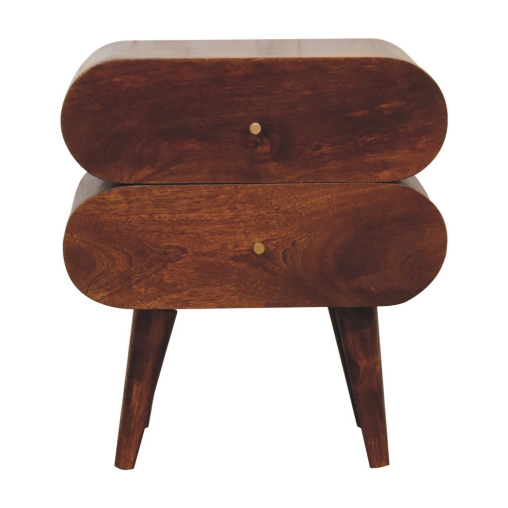 Chestnut Solid Wood Nightstand | Two-Drawer Design