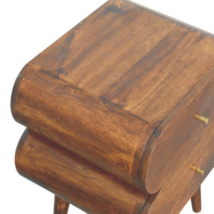 Chestnut Solid Wood Nightstand | Two-Drawer Design