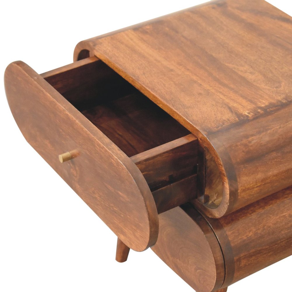 Chestnut Solid Wood Nightstand | Two-Drawer Design