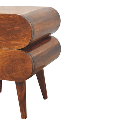 Chestnut Solid Wood Nightstand | Two-Drawer Design