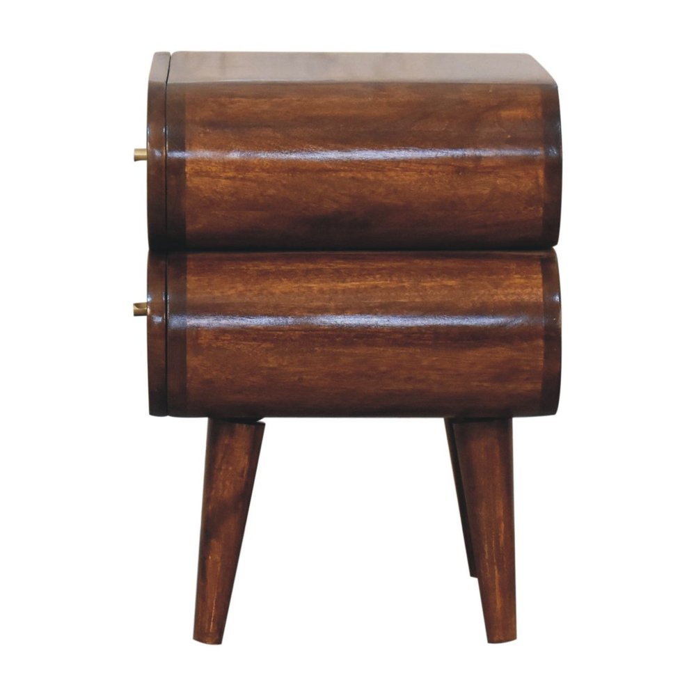 Chestnut Solid Wood Nightstand | Two-Drawer Design