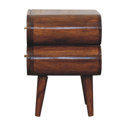 Chestnut Solid Wood Nightstand | Two-Drawer Design