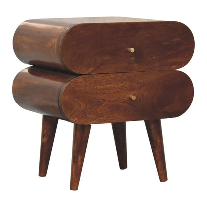 Chestnut Solid Wood Nightstand | Two-Drawer Design