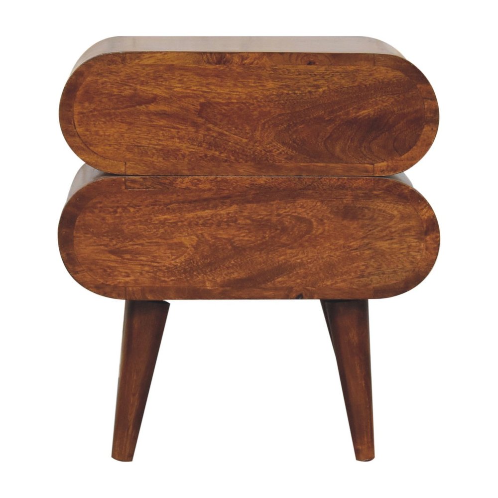 Chestnut Solid Wood Nightstand | Two-Drawer Design
