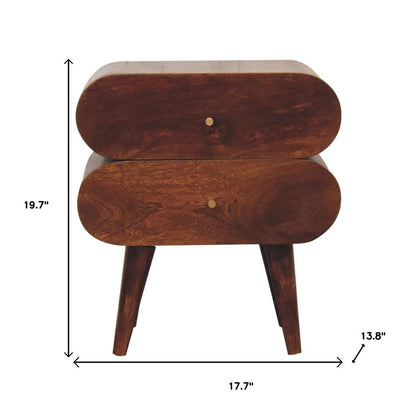 Chestnut Solid Wood Nightstand | Two-Drawer Design