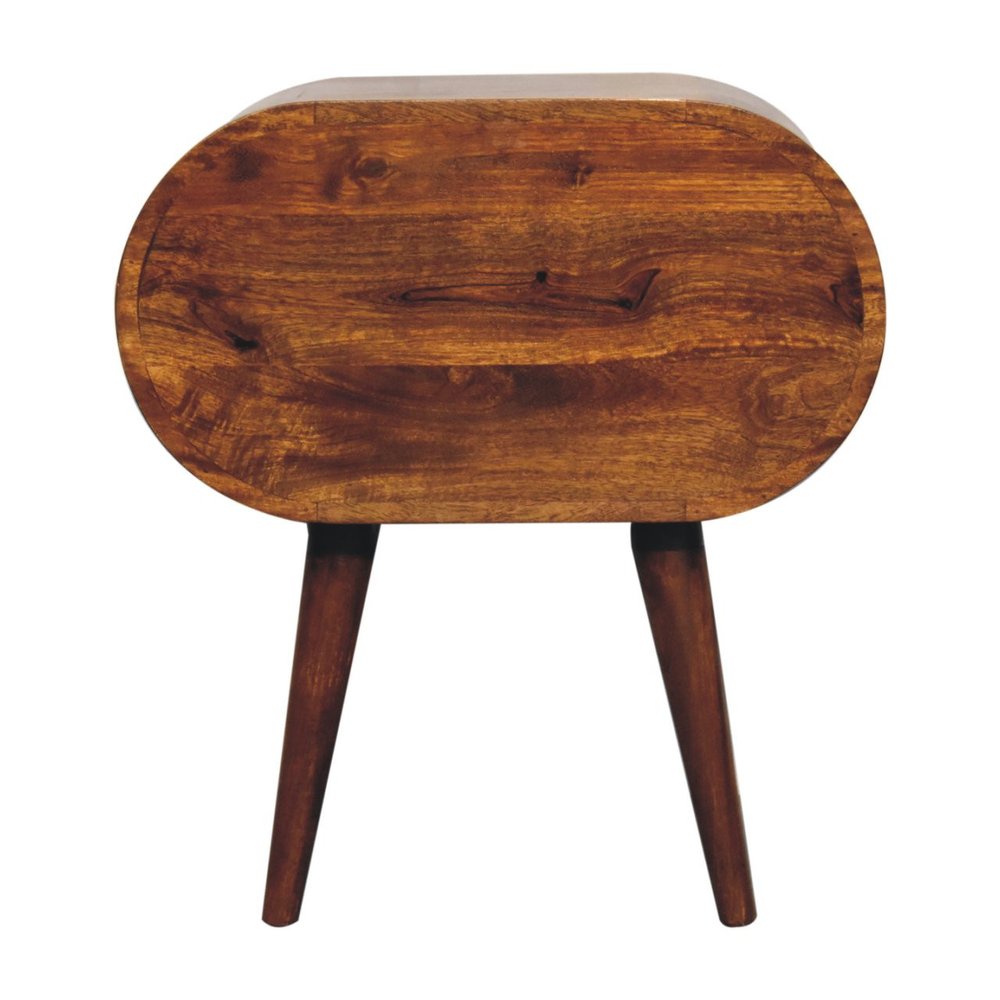 Chestnut Solid Wood Oval Nightstand | Two-Drawer Design