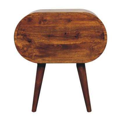 Chestnut Solid Wood Oval Nightstand | Two-Drawer Design