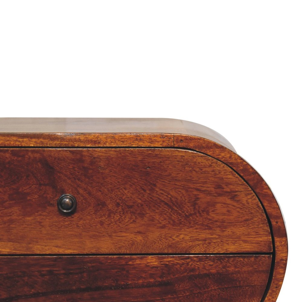 Chestnut Solid Wood Oval Nightstand | Two-Drawer Design