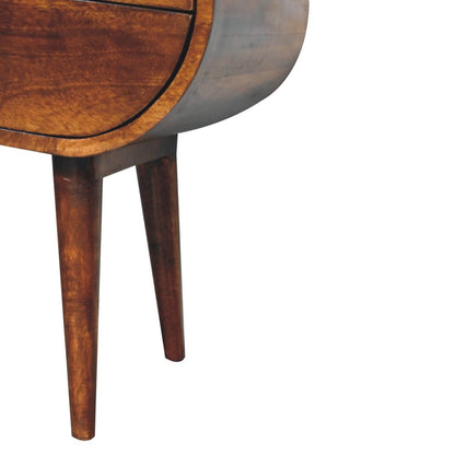 Chestnut Solid Wood Oval Nightstand | Two-Drawer Design