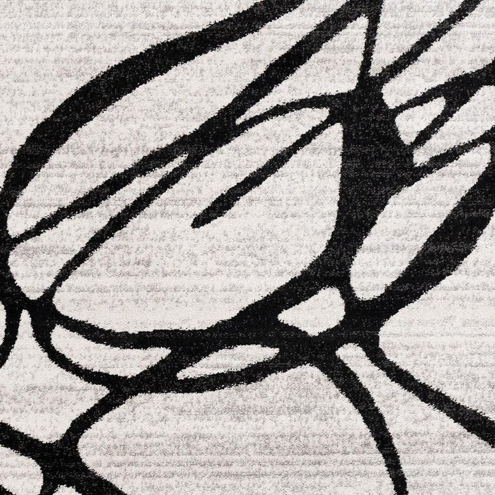 Black and Gray Abstract Area Rug | Bold Linear Pattern