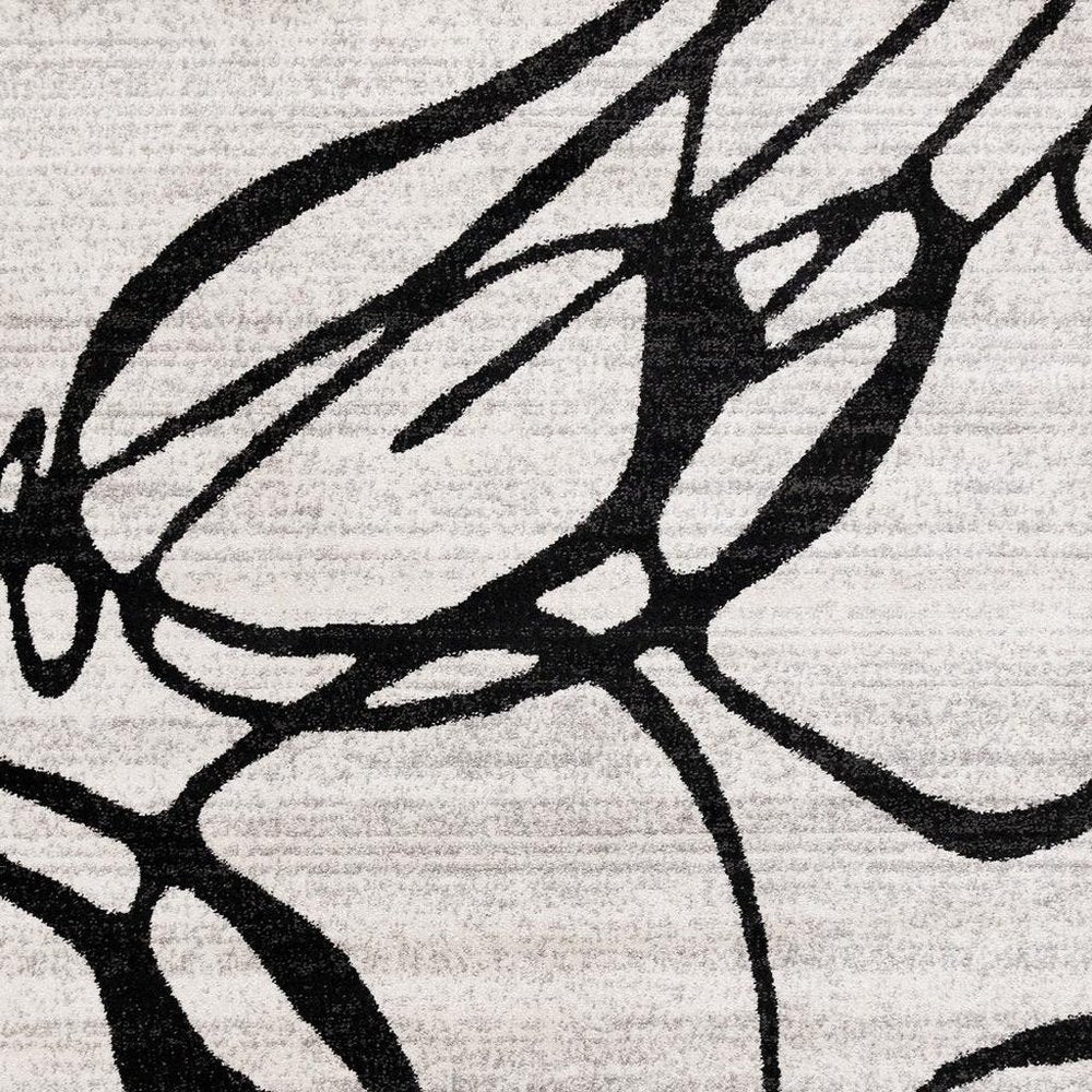 Black and Gray Abstract Area Rug | Bold Linear Pattern