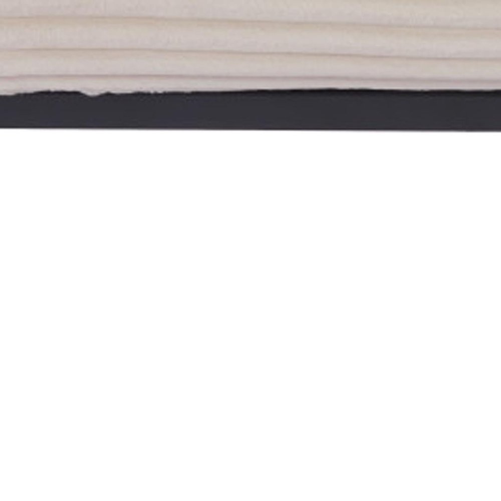 Cream and Black Upholstered Corduroy Bench