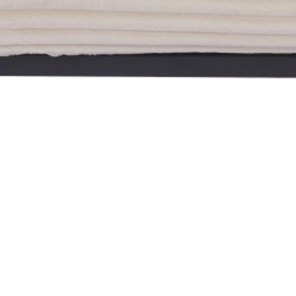 Cream and Black Upholstered Corduroy Bench